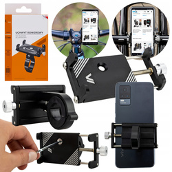 UCHWYT ROWEROWY NA TELEFON GSM PRZYKRĘCANY SOLIDNY ALUMINIOWY UNIWERSALNY