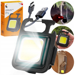 mini LATARKA KIESZONKOWA PRZENOŚNA COB LED ŁADOWANA Z USB OTWIERACZ MOCNA