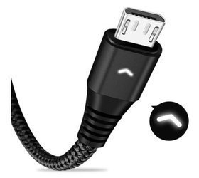 KABEL MICROUSB QUICK CHARGE MOCNY NYLON OPLOT LED
