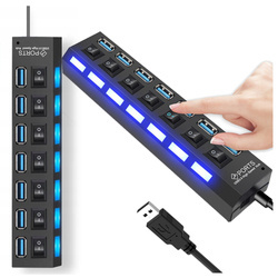 HUB ROZDZIELACZ ROZGAŁĘŹNIK PORTÓW USB X7 Z WŁĄCZNIKAMI PRZEŁĄCZNIKAMI