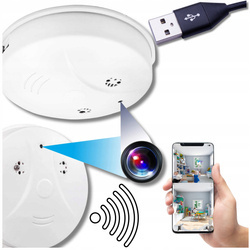 KAMERA WI-FI UKRYTA W DETEKTOR DYMU CZADU ZDALNY PODGLĄD DETEKCJA RUCHU IR