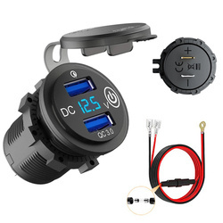 Ładowarka motocyklowa 2usb quick charge woltomierz