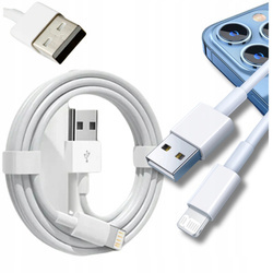 Kabel 2m USB Lightning do iPhone 14/13/12 Pro/X/XR/8/7 - Biały, Mocny