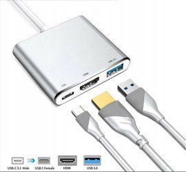 Przejściówka adapter 3w1 hub usb-c hdmi 4k macbook