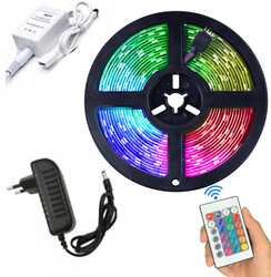 taśma LED RGB 5m wodoodporna z pilotem zasilaczem