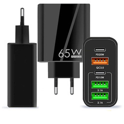 ŁADOWARKA USB SIECIOWA USB-C 65W SZYBKA QUICK CHARGE 3.1A 3x USB 2x USB-C